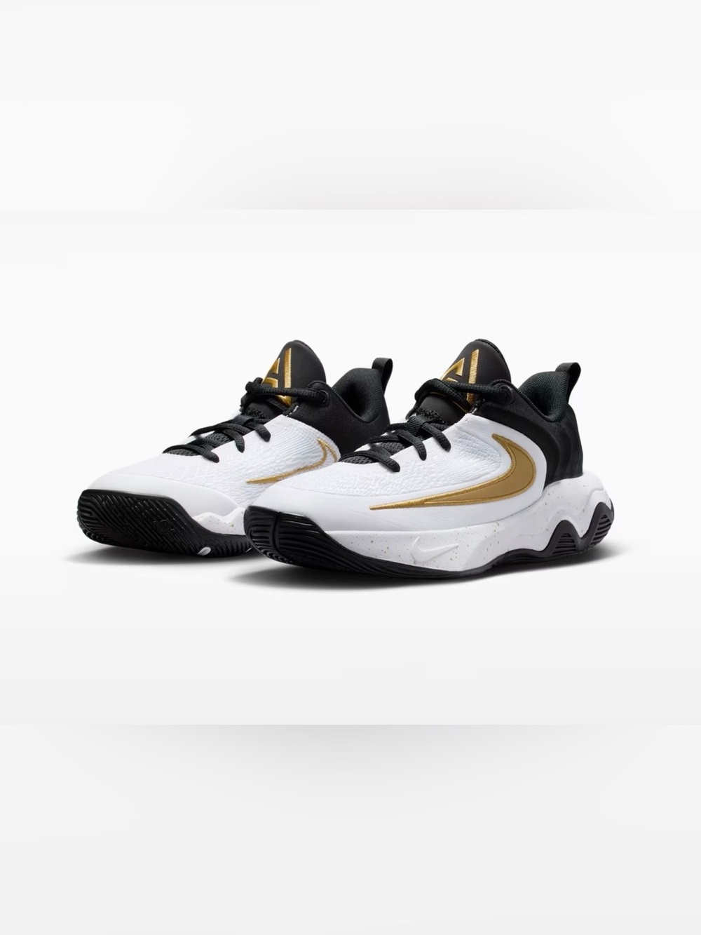 Nike Kids' White and Gold Athletic Shoes